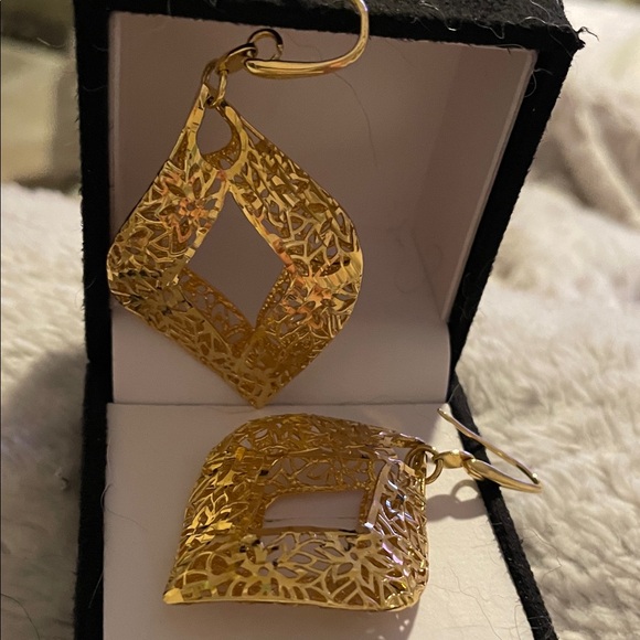 18K Gold Over Bronze Filigree Earrings